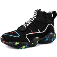 Hommes respirant volants chaussettes tissées baskets chaussures de course haut chaussures de marche décontractées