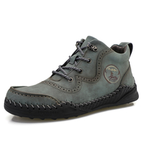 Hommes Retro Hand Sticthing Antidérapant Soft Semelle Casual Bottes en cuir