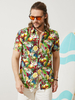 Hommes Retro Lemon Print Holiday Style Light Soft Chemises boutonnées respirantes