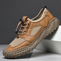 Hommes Retro Soft Soled Elastic Bande Outdoor Casual Chaussures en cuir