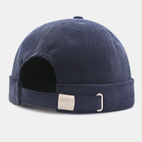 Hommes Retro Velours Côtelé Unicolore Brimless Chapeaux Casquettes Skull Caps