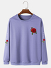 Hommes Rose Lettre Japonaise Moulante Ourlet Loisirs Pull Molletonné