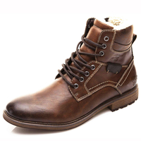 Hommes rétro antidérapant doublure chaude à lacets occasionnels bottines à glissière