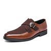 Hommes rétro boucle en métal épissage en cuir synthétique daim confortable portable affaires chaussures de sport