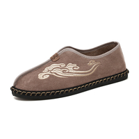 Hommes Rétro Broderie En Daim Comfy Slip On Mocassins Chaussures De Conduite Décontractées