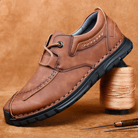 Hommes Rétro Couture À La Main En Cuir De Vachette Antidérapant Soft Semelle Casual Chaussures