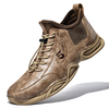 Hommes rétro couture à la main en cuir microfibre antidérapant bottines décontractées