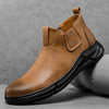Hommes Rétro Cuir De Vachette Antidérapant Soft Semelle Élastique Slip On Chelsea Boots