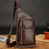 Hommes Rétro PU En Cuir Casque Trou Conception Poitrine Sac Multi-poches Étanche Fermeture Éclair Sac À Bandoulière Sac