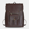 Hommes rétro PU Soft Sac à dos en cuir grande capacité imperméable et respirant avec poche avant design sac à bandoulièr