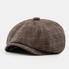 Hommes Rétro Treillis Style Britannique Automne Hiver Garder Au Chaud Chapeau Octogonal Gavroche Chapeau