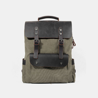 Hommes rétro vintage multifonction toile cuir anti-vol sac à dos