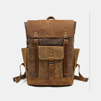 Hommes Rétro Vintage Toile En Cuir Sac À Dos Sport Escalade Sac Voyage Anti-vol Sac À Dos