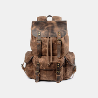 Hommes sac à dos en cuir vintage toile sac de voyage sac de camping