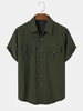 Hommes Séchage rapide Double Pocket Front Buttons Soft Chemises de pêche