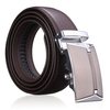 Hommes second vachette étage ceinture en cuir marron boucle automatique ceinture noire sangle ceinture