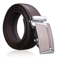 Hommes second vachette étage ceinture en cuir marron boucle automatique ceinture noire sangle ceinture