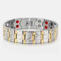 Hommes Simple Casual Double Rangée Alliage Aimant Bracelet Géométrique Réglable Bracelet De Thérapie Magnétique