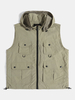 Hommes Solide Corde Ajustable Front Zipper Mesh Doublé Multi Pocket Cool Gilets