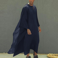 Hommes Solide Volants Irrégulier O Cou Plis Long Soft Respirant Robe Chemises