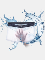 Hommes Sous-vêtements Super Mince en Soie de Glasse Respirant sans Couture Boxers Bretelles Translucide Casual