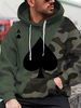 Hommes Spade Camo Print Patchwork Cordon Kangourou Poche Hoodies