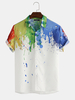 Hommes Splash Ink Aquarelle Imprimer manches courtes Beach Party Business Casual Shirts