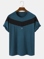 Hommes Spliced Mid Elastic Soft Chemises de sport légèrement respirantes Activewear Tops