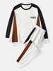 Hommes Sports Splicing Paris Sweat-shirt Brodé Pantalons Costumes De Loisirs