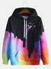 Hommes Starry Sky Pattern Tie Dye Kangourou Pocket Hoodies Casual manches longues