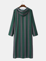 Hommes Striped Half Zipper Split Long Soft Peignoirs à capuche respirants à manches longues