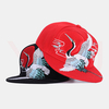 Hommes Style chinois broderie grue motif hip-hop décontracté bord plat casquette de baseball snapback