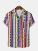 Hommes Style Ethnique Poche Simple Col Revere Regulier Retro Soft Chemises Respirantes