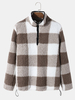 Hommes Teddy Pullover Loose Demi-zip Cordon de serrage Ourlet Revers Sweat-shirt