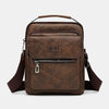 Hommes Texture Zipper Decor Crossbody Bag PU Cuir Vintage Multi-poches Sac à bandoulière Sac à main