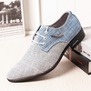 Hommes toile bout pointu antidérapant brève robe à lacets chaussures daffaires décontractées