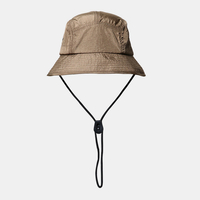 Hommes toile couleur unie rétro rue séchage rapide cordon réglable casquette tactique chapeau de seau