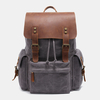 Hommes toile en cuir véritable peau de vache rétro grande capacité 14 pouces sac pour ordinateur portable sac à dos étan