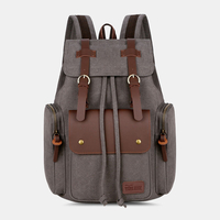 Hommes Toile Grande Capacité Multi-poches Sac À Dos Vintage 15, 6 Pouces Sac Pour Ordinateur Portable Sac De Voyage