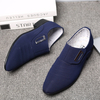Hommes Toile Respirant Antidérapant Pointu Toe Slip Slip On Casual Chaussures De Travail