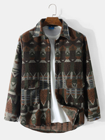 Hommes Tribal Motif Poches Latérales Boutons Avant Revers Épais Vestes