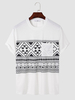 Hommes Tribal Print Chest Pocket Crew Neck Soft T-shirts décontractés à manches courtes