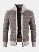 Hommes Tricoté Plus Velours Col Haut Ourlet Élastique Poches Zipper Pull Cardigans