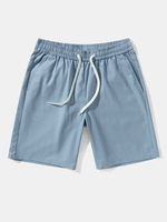 Hommes Uni Couleur Cordon Décontracté Mi Longueur Pantalon Bâton Confortable
