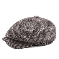 Hommes Unisexe Vintage Cotton Octagonal Cap Winter Stripe Gentleman Newsboy Beret Hat