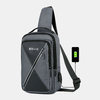 Hommes USB charge multi-poches poitrine sac Oxford antidérapant résistant à lusure imperméable décontracté sac à ba