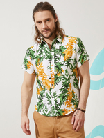 Hommes vacances plantes Hit couleur avant boutons col revers chemises décontractées