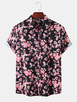 Hommes vacances Sakura impression chemises décontractées à manches courtes