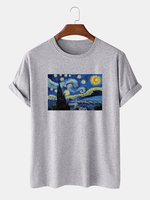 Hommes Van Gogh Starry Sky peinture à lhuile 100% coton à manches courtes Designer T-shirts
