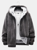 Hommes Velours Côtelé Plus Velours À Capuche Chaud Pur Zipper Vestes Rétro